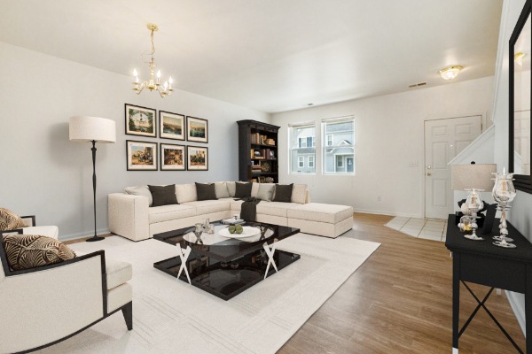 Decorated Living Space With Wood Flooring